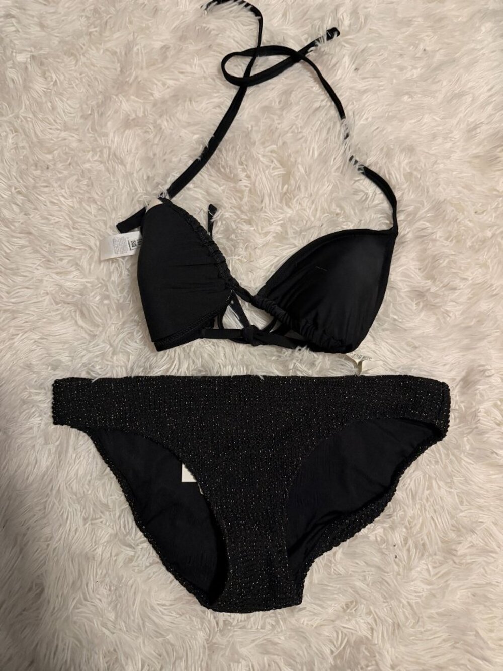 NWT Aerie Two Piece Black Bikini L